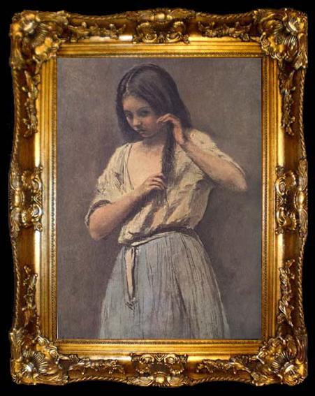 framed  Jean Baptiste Camille  Corot Jeune fille a sa toilette (mk11), ta009-2